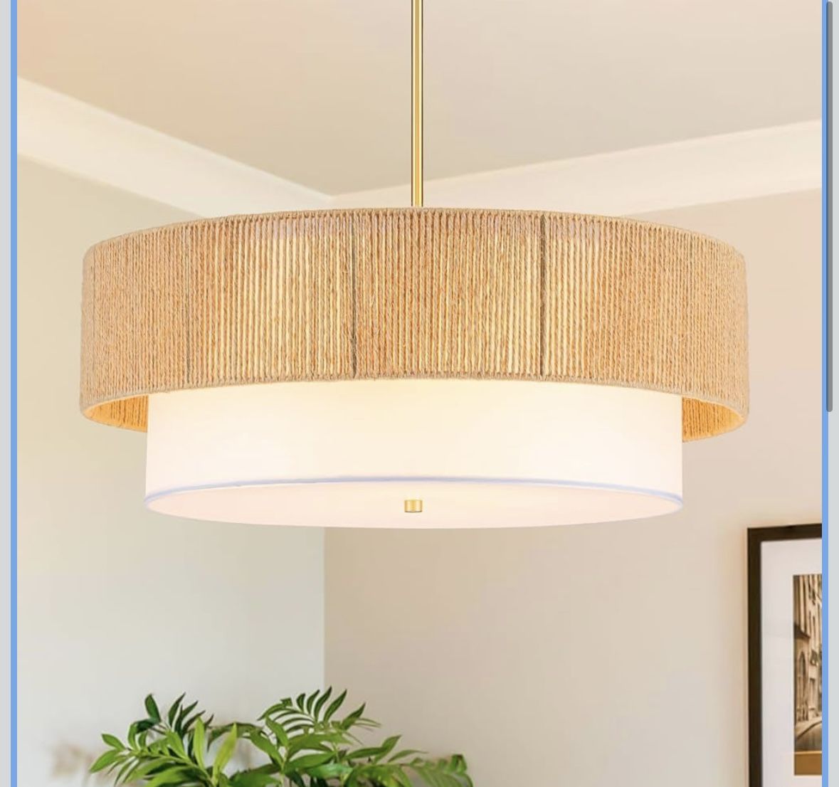 24” Farmhouse Rattan Chandelier