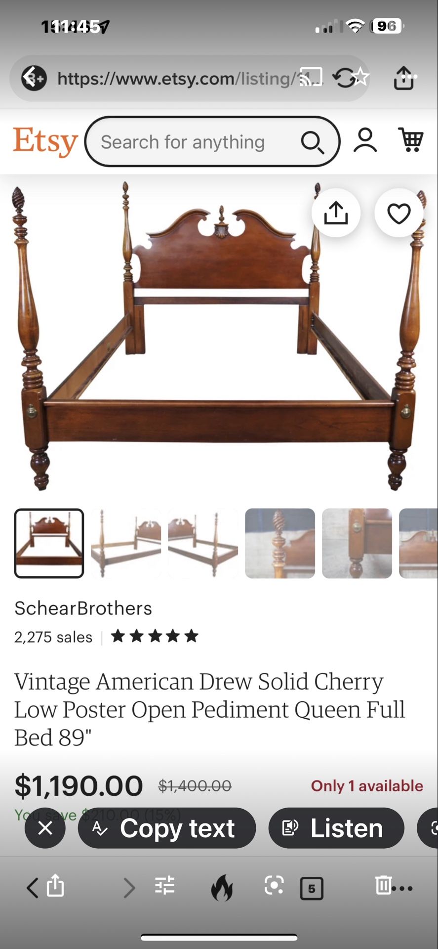 Thomasville Queen Frame And 2 Nightstands