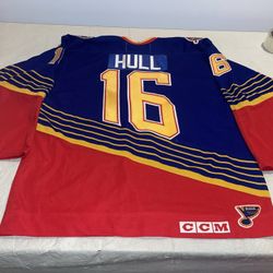 Brett Hull St. Louis Blues Ccm Jersey Mens Large Mic Vintage 90s Sewn Blue Nhl