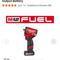 Milwaukee

M12 FUEL 12V Li-lon Brushless Cordless Stubby 3/8 in. Impact Wrench Kit w/(1) 5.0 Ah High Output Battery