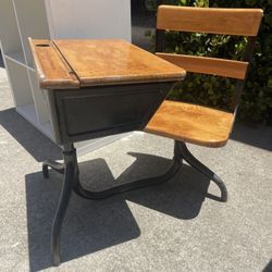 Sewing Table, Antique School Desk, Fireplace Screen Etc. 