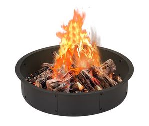 36" Round Fire Pit Ring Insert Heavy-Gauge Steel DIY Backyard Open bottom design for stone/brick DIY pits. 39" outer x 36" inner. 8-panel assembly wit