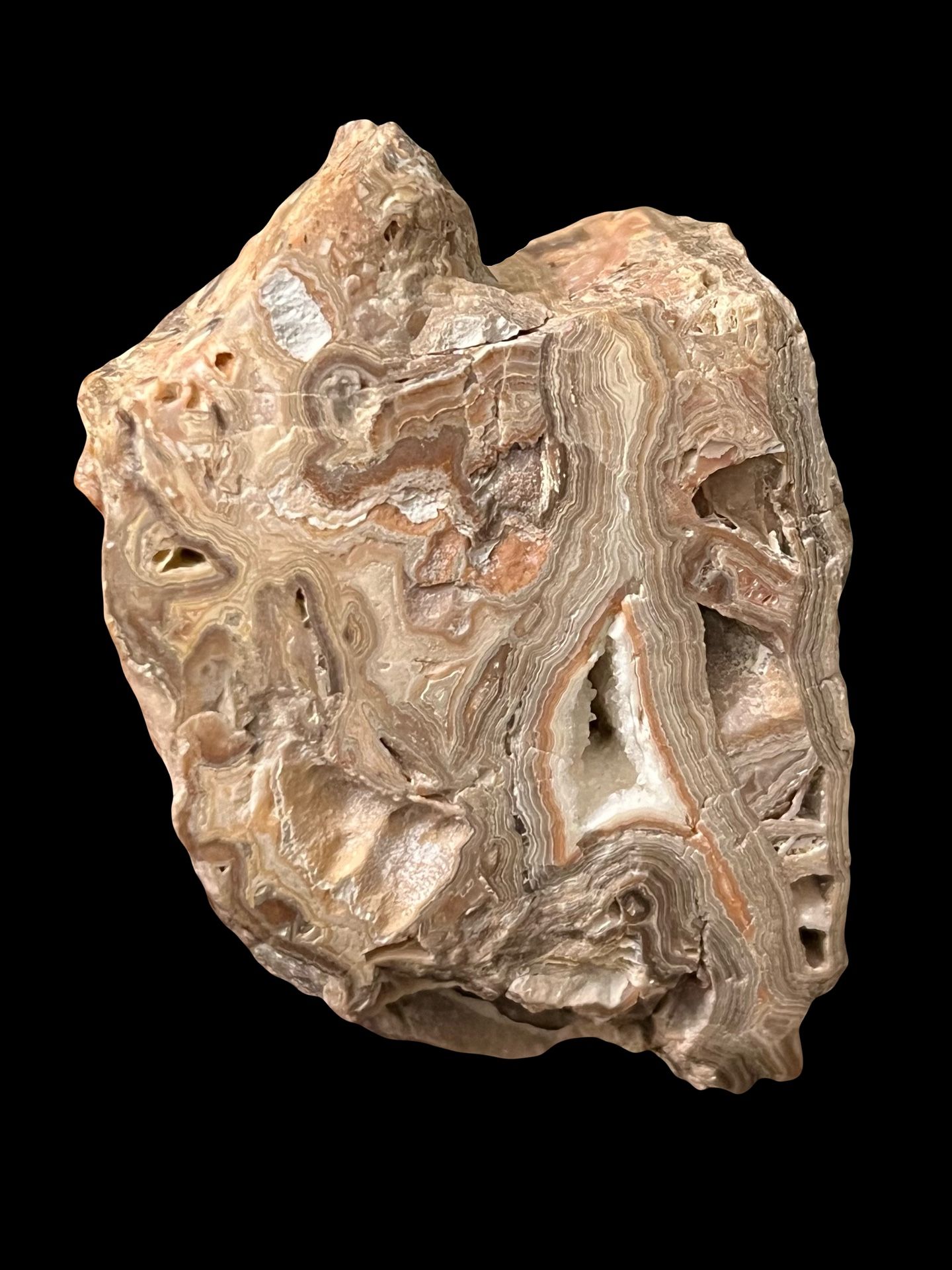 Chocolate Lace Agate With Druzy Quartz. Rocks Minerals Crystals Gemstones