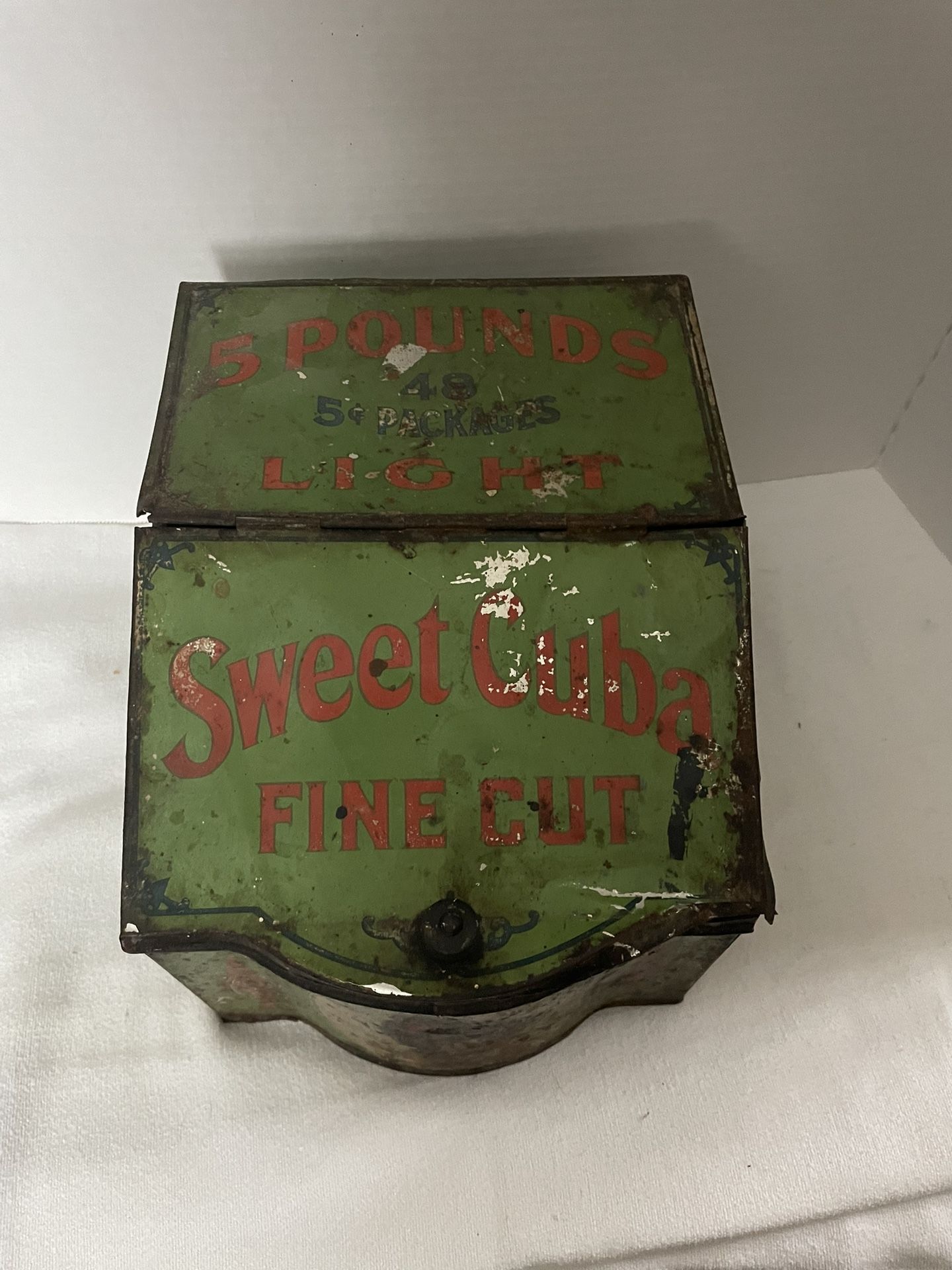 Vintage Sweet Cuba Fine Cut 5 Pounds Tobacco Advertising Tin