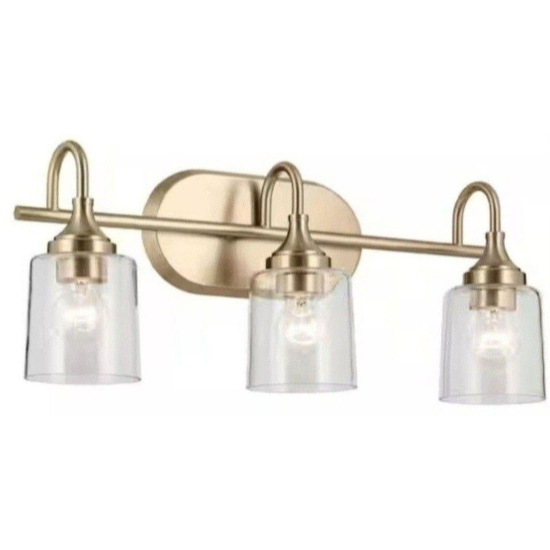 Kichler Robb Modern 3-Light Gold Bathroom Vanity Light Interior Powder Room Lighting with Clear Globe Shades