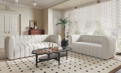 Brand New Off White Modern Style Sofa & Loveseat