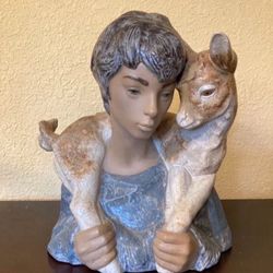 ORIGINAL LADRO… 16” Limited Edition…Retired…”Boy With Baby Goat”…IN EXCELLENT CONDITION…$895