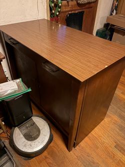Vintage Expandable Dining Table with 4 Hidden Folding Chairs & Storage Leaves
