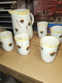 Nasco ceramic pitcher and tumblers