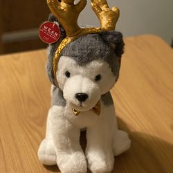 NEW FAO SCHWARZ CHEERS 4 ANTLERS 12" HUSKY #1015134 PLUSH ANIMAL