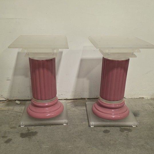 Vintage Light Up Pedestals Column Stands