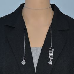 Silver Crystal Lariat Drop Necklace