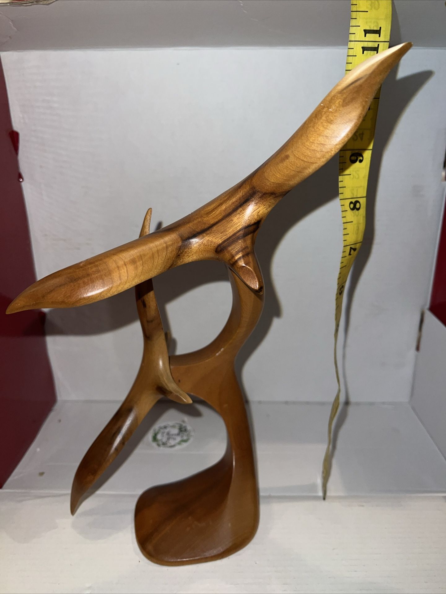 Vintage Mid Century Modern Flying Seagulls Hand Turned Wood Sculpture