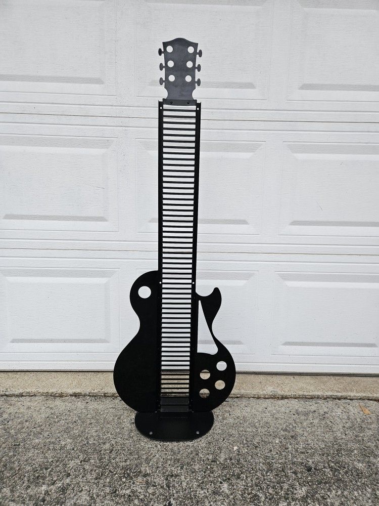 Vintage Black Metal Guitar CD Tower / Rack