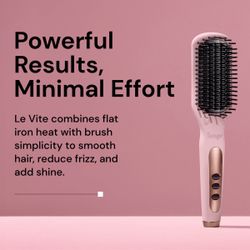 L'ANGE HAIR Le Vite Straightening Brush | Heated Straightener Flat Iron for Smooth, Anti Frizz Hair | Dual-Voltage Electric Brush Straightener