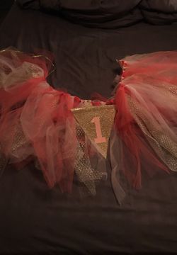 High chair tutu pink and gold