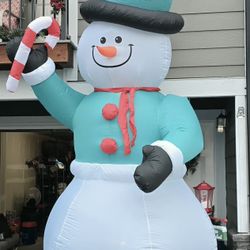 12ft Candy Cane Inflatable Snowman 