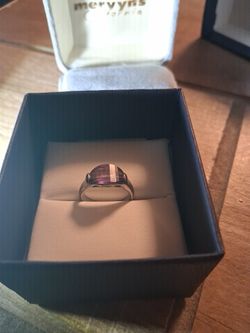 Purple Amethyst Gemstone Ring set in sterling silver, size 5