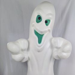 Vintage General Foam 35" Halloween Lighted Blow Mold Ghost Green Eyes Yard Decor