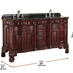 Birmingham 60-inch Dark Cherry and Granite Double Sink Bathroom Vanity