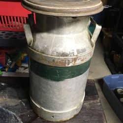 Vintage Steel Milk Can With Lid