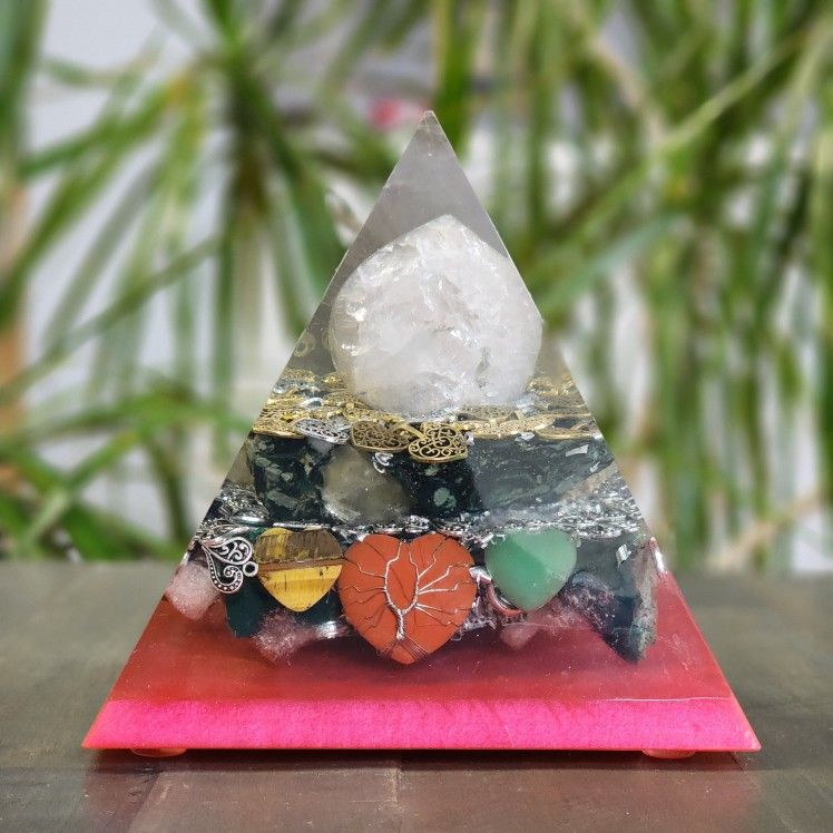 The Love Pyramid, HandMade Orgonite. 5-1/2" Base And 6-3/8" Height
This unique handmade Orgonite is one of a kind!
It Contains:
Rose quartz: is