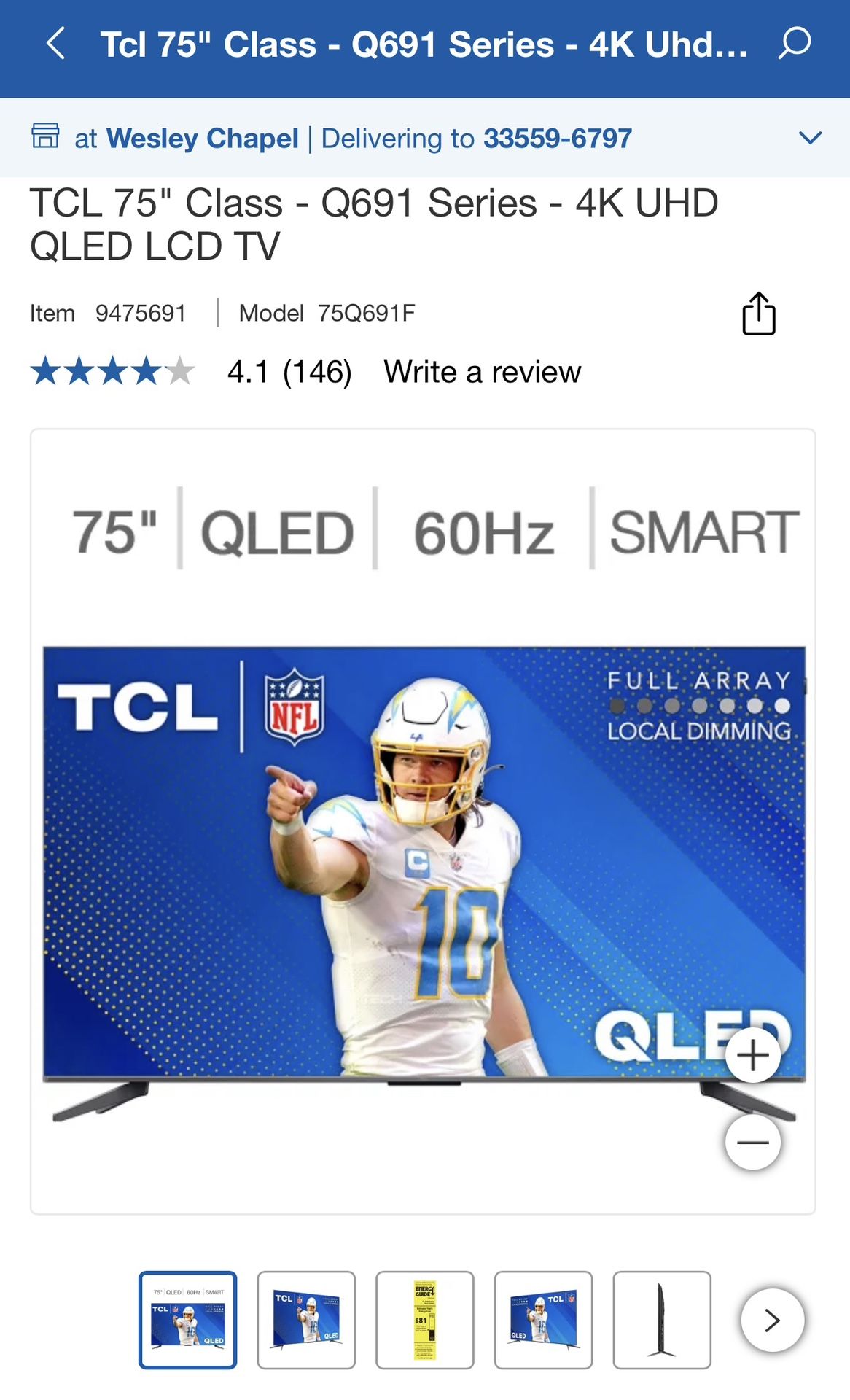 TCL 75" Class - Q691 Series - 4K UHD QLED LCD TV