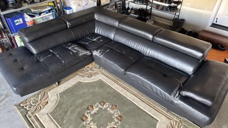 Leather L shape couch