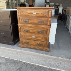 🌹5 DRAWER ViNTAGE TALL CHEST- SOLID WOOD-40” X 17.5” X49” 🌹