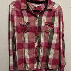 Pink Plaid Shirt Size M 