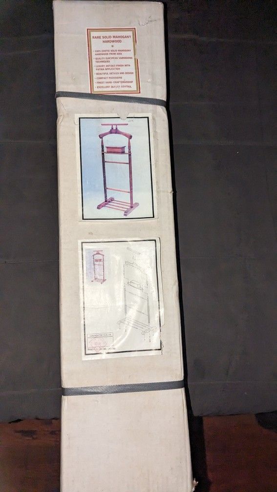 Rare Solid Mahogany Hardwood Men's Valet Stand with storage box