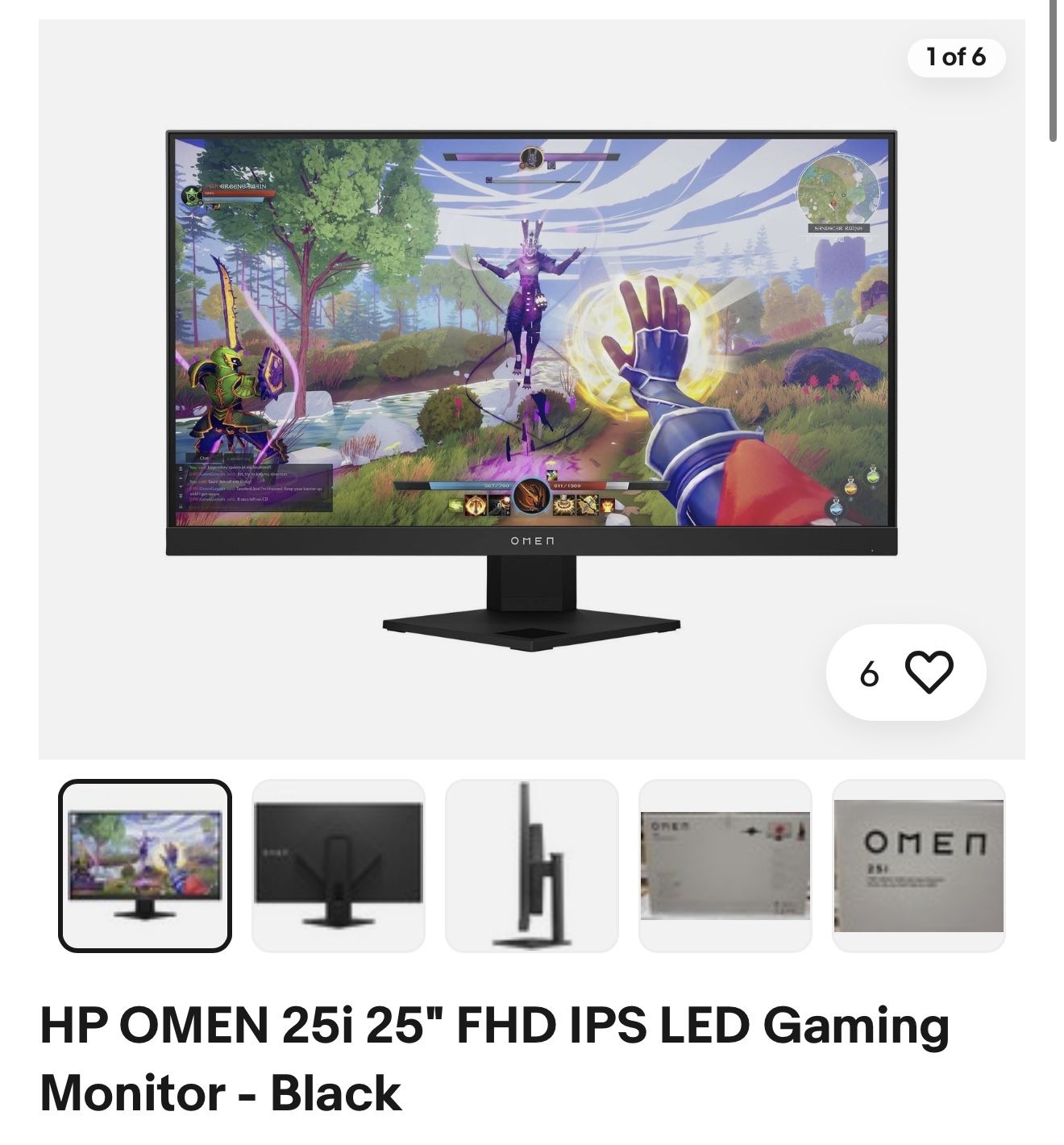 HP OMEN 25i 25" FHD IPS LED Gaming Monitor - Black