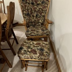 Wooden Rocking Chair With Stool 