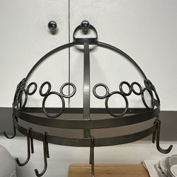 Mickey Wrought Iron Wall Plate And Kitchen Pot Hanger Set