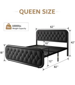 Mental queen frame elegant bed
