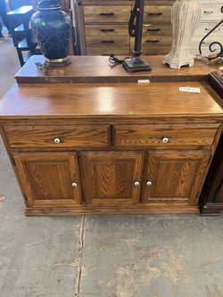 Solid Oak Buffet Cabinet