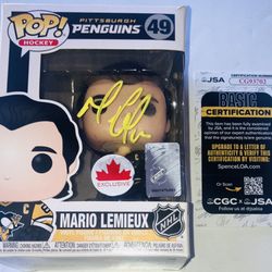 MARIO LEMIEUX SIGNED AUTOGRAPHED PITTSBURGH PENGUINS FUNKO POP #49 JSA COA RARE!