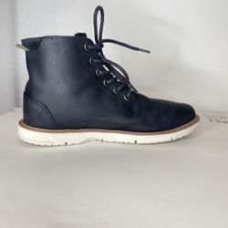 TOMS Hillside Black Leather Lace Up Waterproof Lightweight Ankle Boots Sz 9M