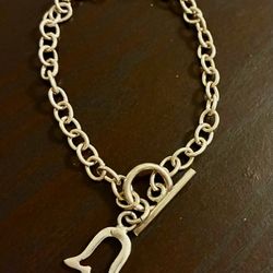 925 Toggle Clasp Chain & Bell Shaped Charm Bracelet 