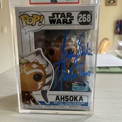 Funko Pop Star Wars #268 Ahsoka 7bap Edition Autographed Ashley Eckstein PSA 8.5