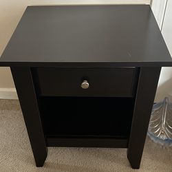 Black Wood Side Table W/ Drawer