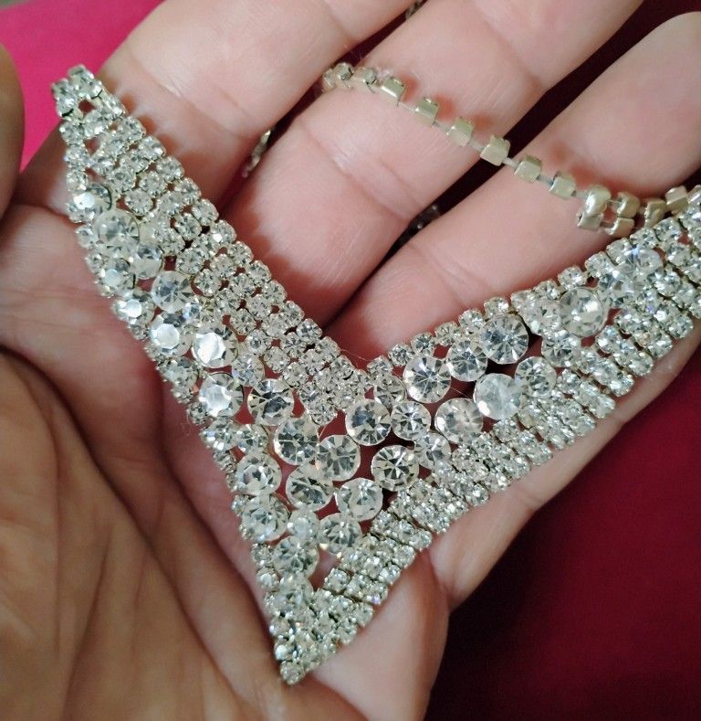 Costume CZ's Choker Necklace Earrings Set