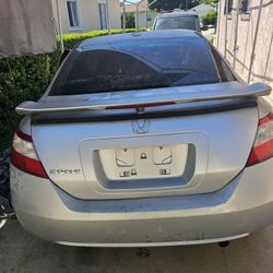 Trunk  With SI Spoiler Wing For2006 2011 Honda Civic Coupe 2 Doors Silver Color in Great Condition 