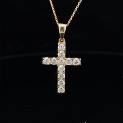 14k Diamond Cross Pendant 