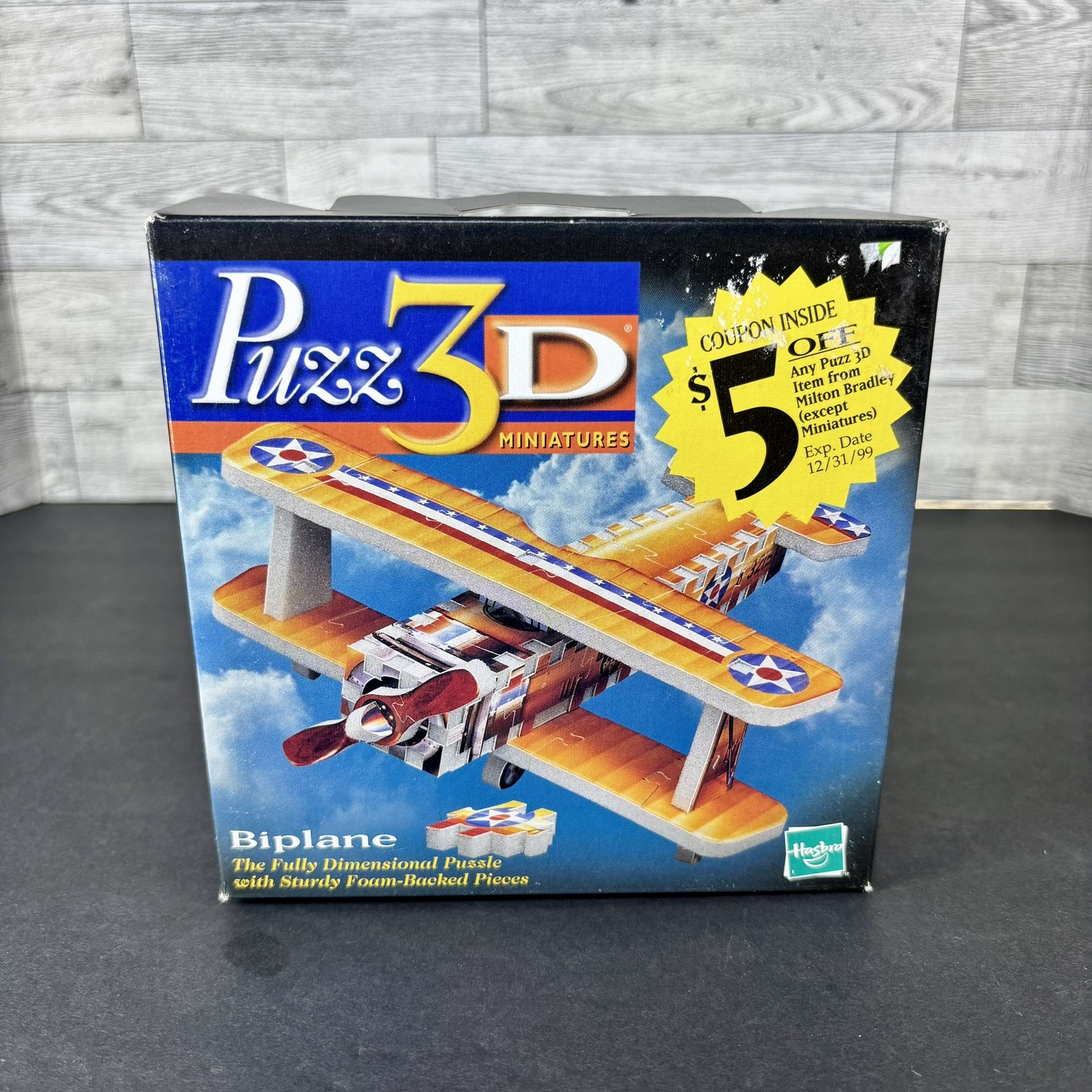 Puzz-3D Miniature Biplane Puzzle 58 Pieces 1999 Hasbro Wrebbit Complete 