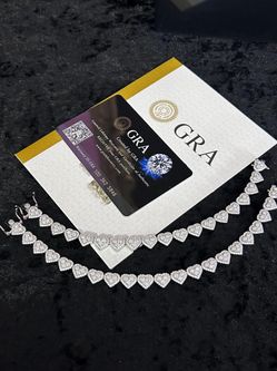 Moissanite Heart Link Bracelet in 925 Sterling Silver with GRA certificate