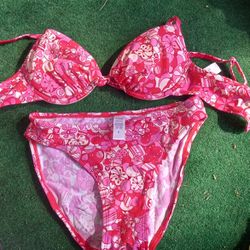 Women's Pink Floral Swimsuit/Bikini 