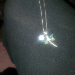 Silver Dragonfly Necklace And Bracelet.  