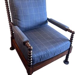 Blue Plaid Bobbin Armchair