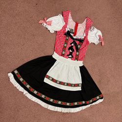 New small red short Rennisance dress costume October fest riding hood peasant